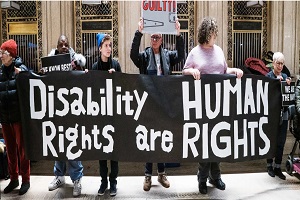 Photo of protestors for disability rights