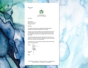 Letter of Recognition from Governor Philip B. Scott to Samuel Verniero, Jr.