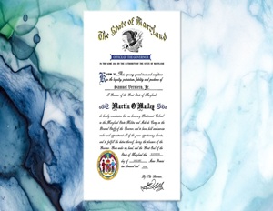 Honorary Lt. Colonel awarded to Samuel Verniero, Jr. by Maryland