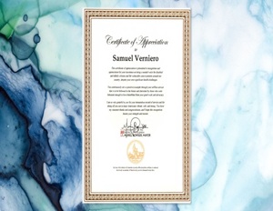 D.C. Mayor Bowser Certificate of Appreciation for Samuel Verniero, Jr.