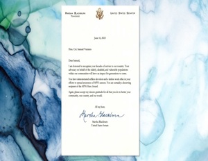 Senator Marsha Blackburn of Tennessee Recognizes Samuel Verniero, Jr.